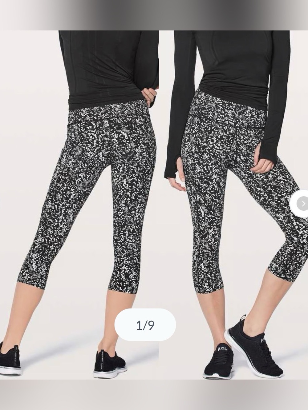 Lululemon Fast & Free Crop II Sz 8 *Nulux 19" In Chirasu Black legging w/ pocket
